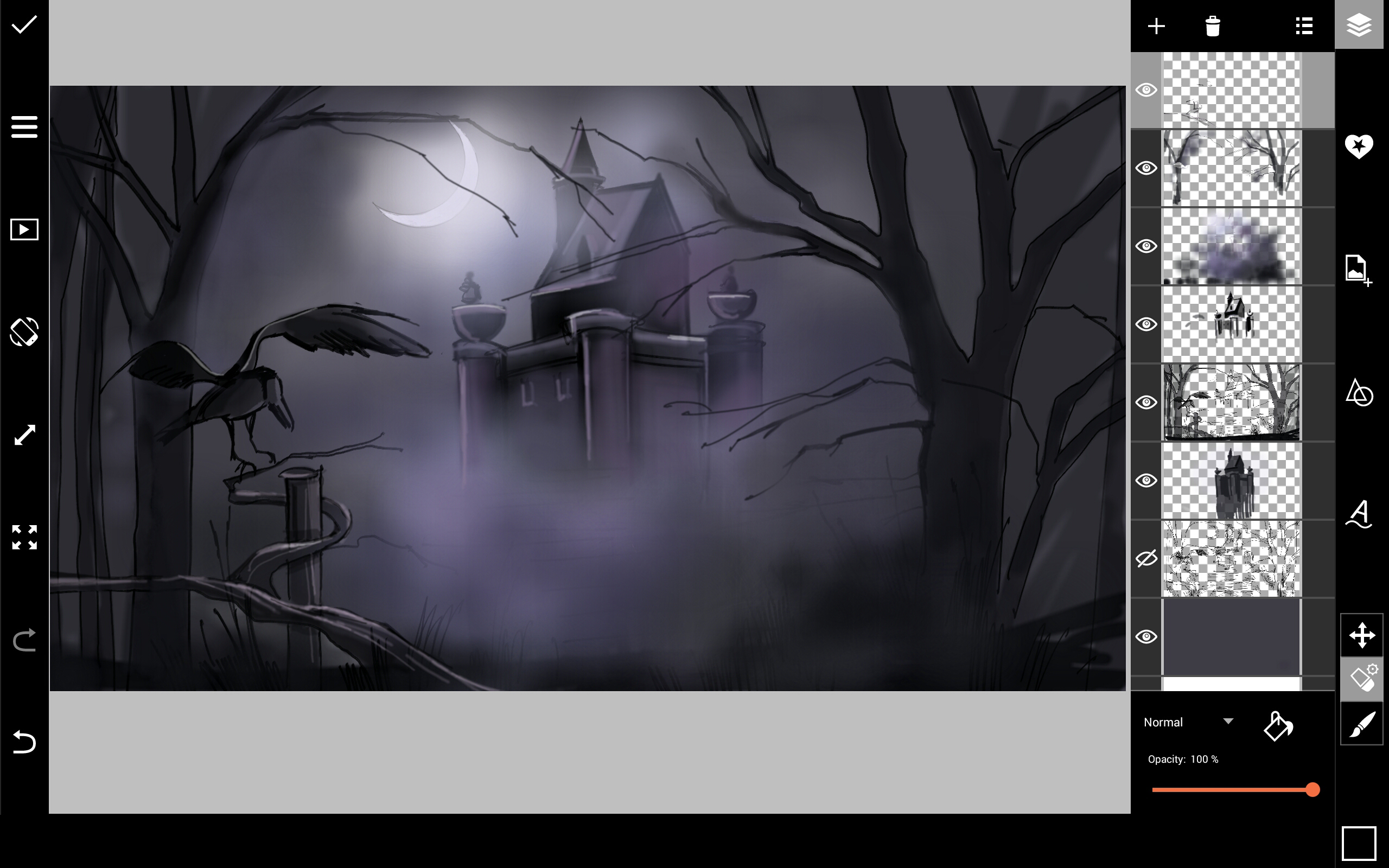 draw light accents for spooky halloween drawing